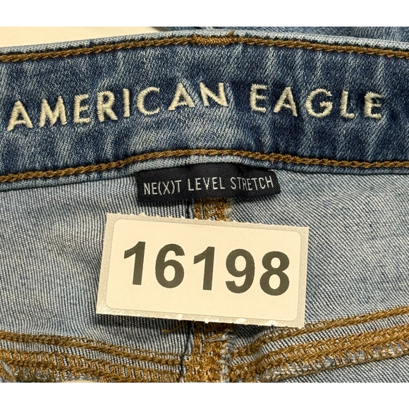 American Eagle Jeans Women 8 Long Blue 28x28 Lace Up Next Level Stretch Jegging - Picture 9 of 9